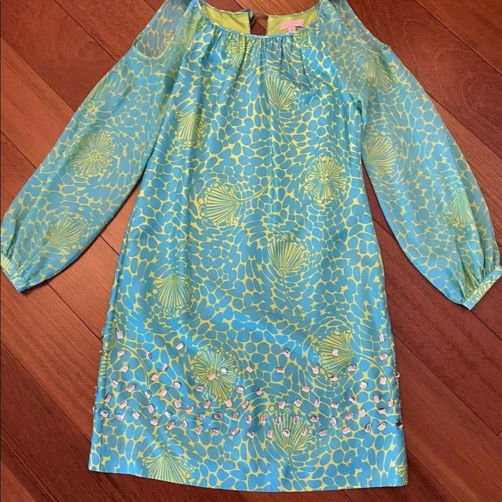 Lilly Pulitzer Women Multicolor Silk Cocktail Crystals Dress Size 6
